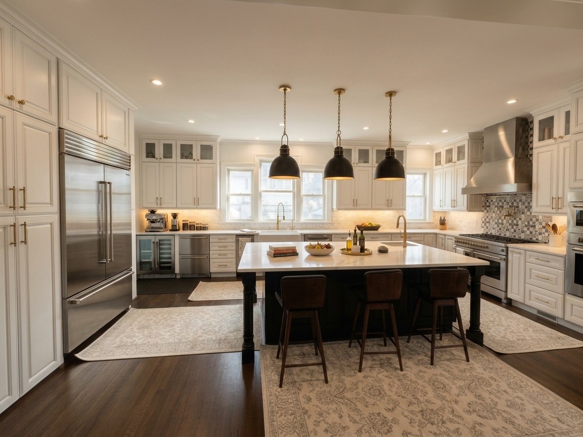 Estate White kitchen by DezzWorks — Evening Light
