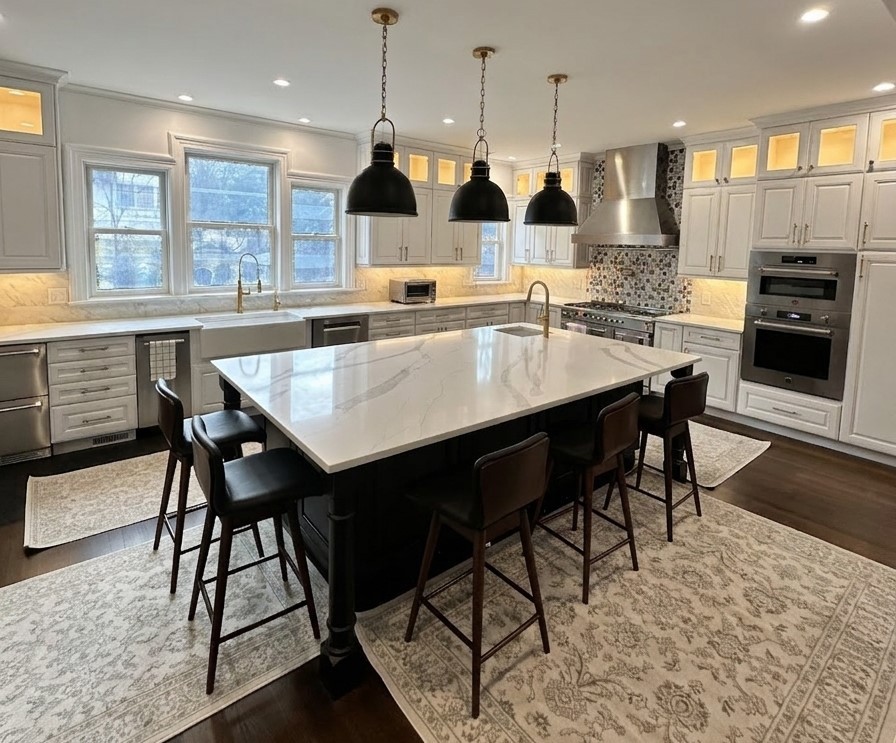 Estate White kitchen by DezzWorks — Toward the Range