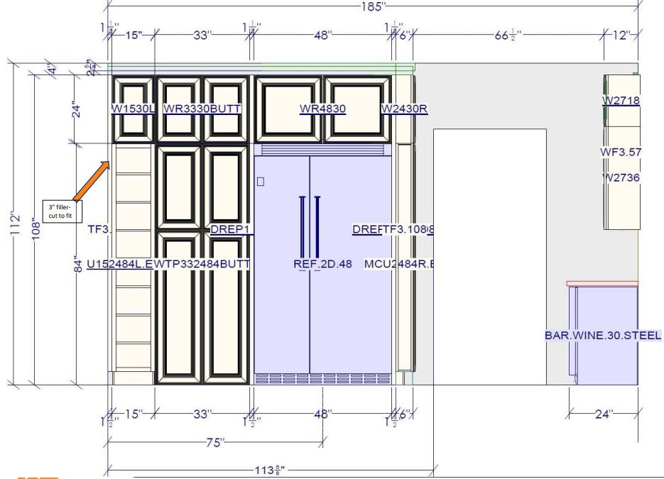 Estate White build set — Refrigerator Wall · 185″