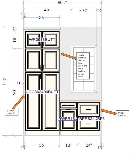 Estate White build set — Pantry Wall · 80½″