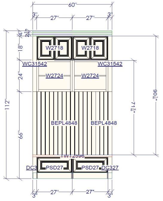 Estate White build set — Paneled Wall · 60″